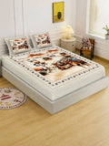 Myntra Elegant Homes Berwarna Krim & Perbualan Coklat 400 TC Cadar Katil King dengan 2 Sarung Bantal