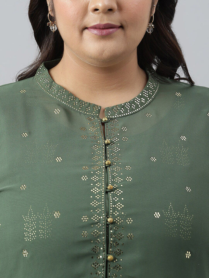 W Plus Size Ethnic Motifs Maxi Ethnic Dress