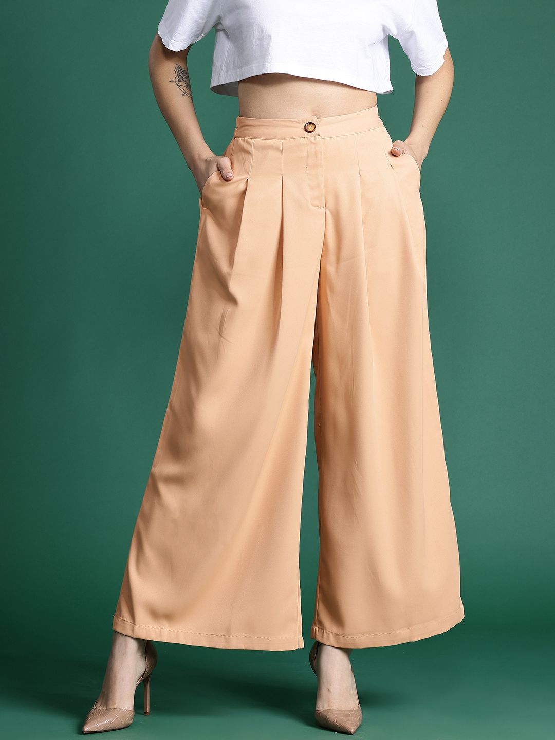 DressBerry Women Wide Leg Pleated Trousers