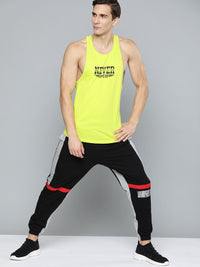 HRX By Hrithik Roshan Men Neon Lime Bio-Wash Typography Printed Training T-shirt