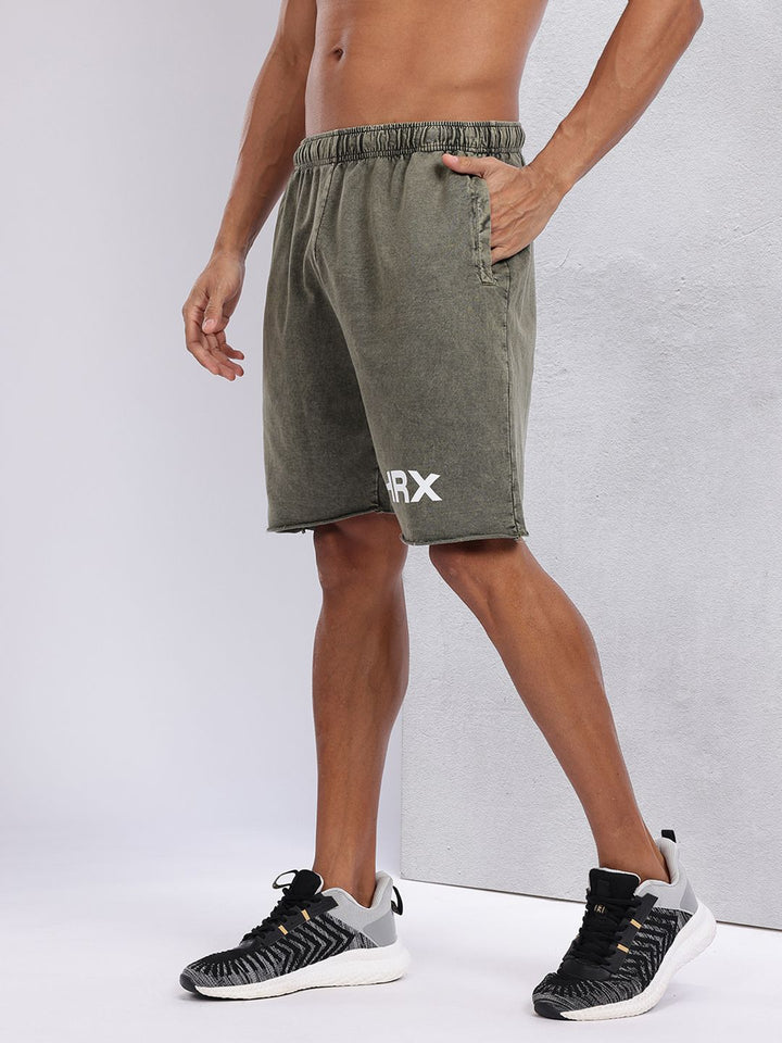 HRX by Hrithik Roshan Men Brand Logo Print Pure Cotton Washed Effect Training Shorts