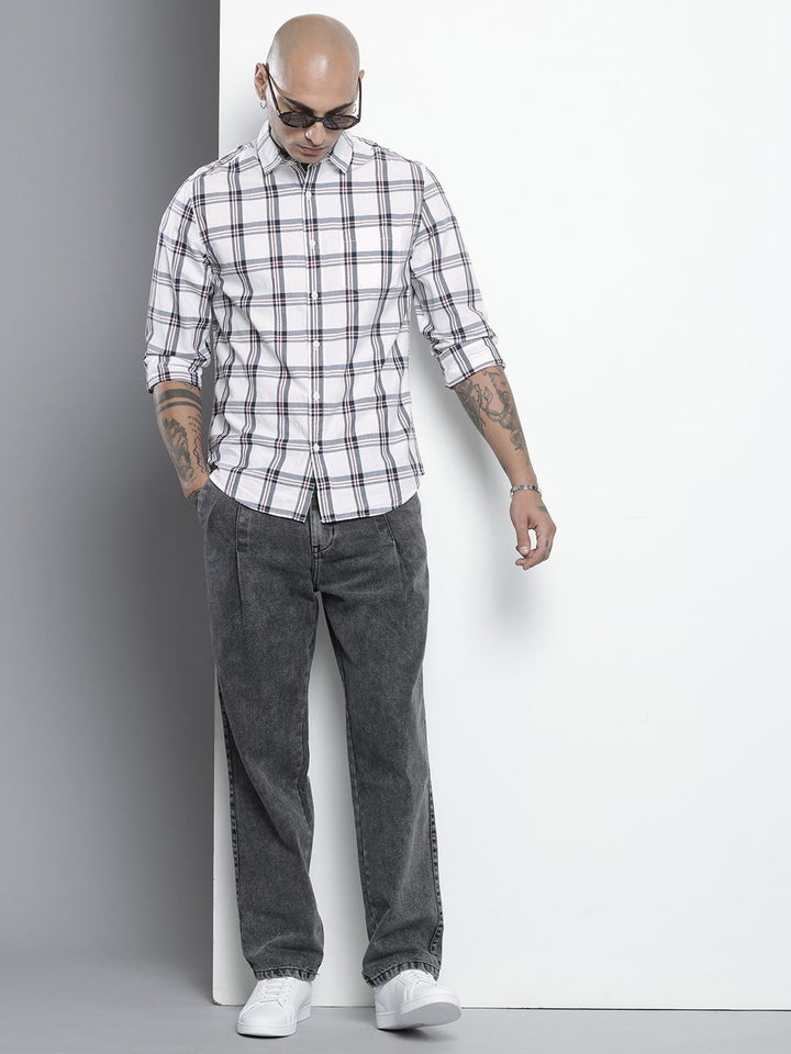 The Indian Garage Co Slim Fit Checked Pure Cotton Casual Shirt