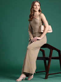 DressBerry Ribbed One-Shoulder Top with Trousers Co-ords