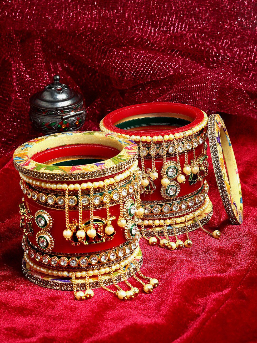 Set PANASH 22 Gelang Bertampal Batu & Manik Bersalut Emas