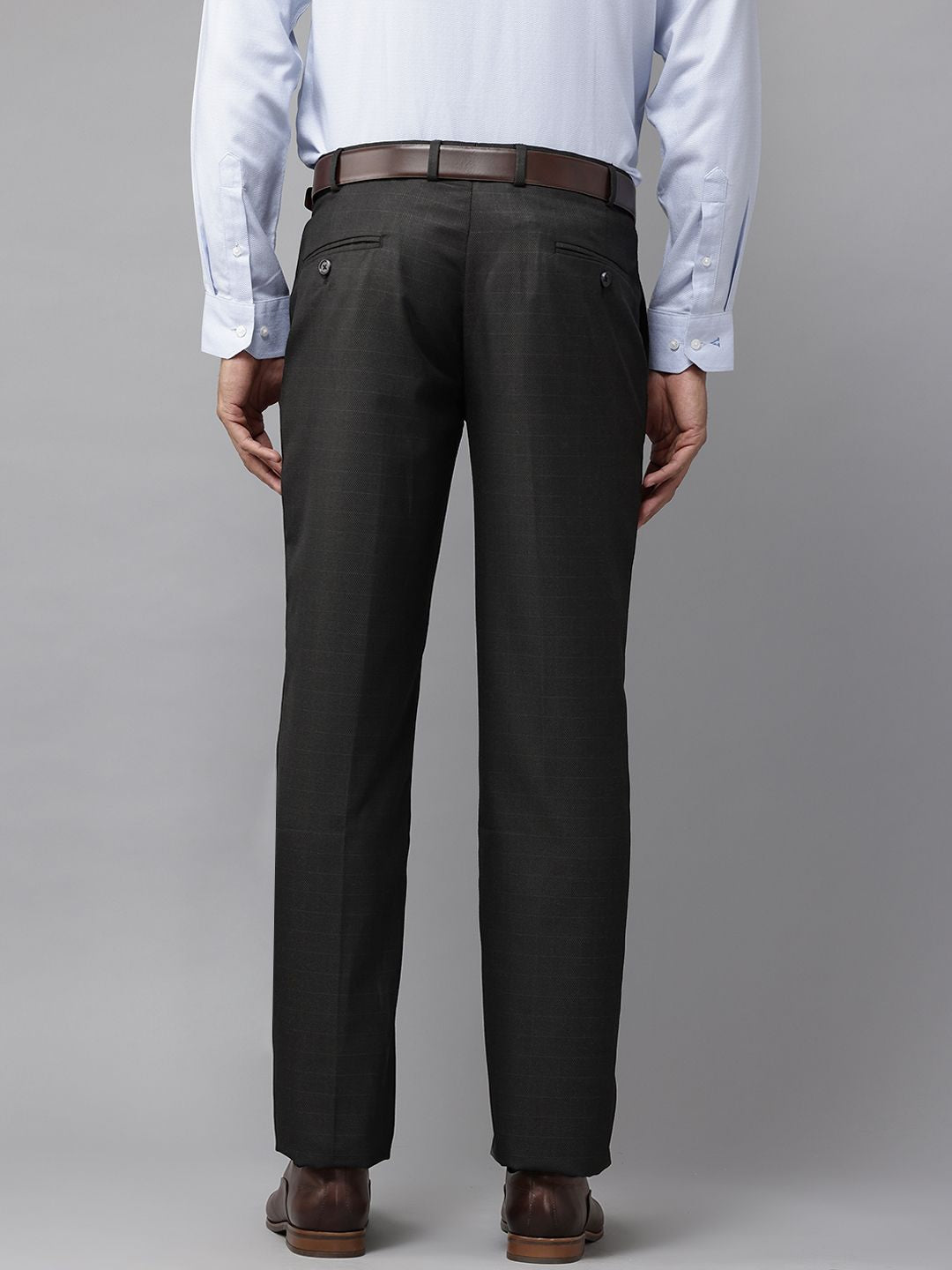 Park Avenue Men Regular Fit Checked Formal Trousers