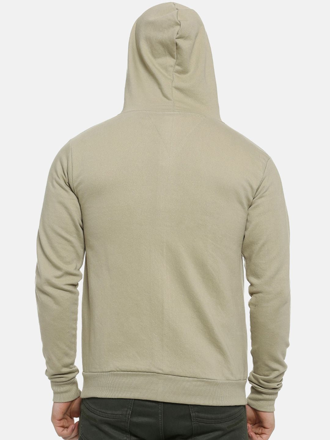 Kampus sutra lelaki zaitun hijau sweatshirt pepejal