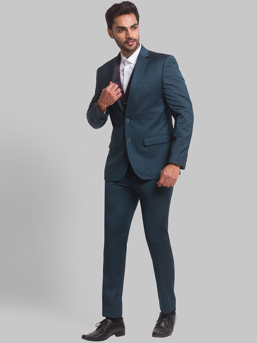 Park Avenue Men Self Design Super Slim Fit Single-Breasted Three-Piece Formal Suit