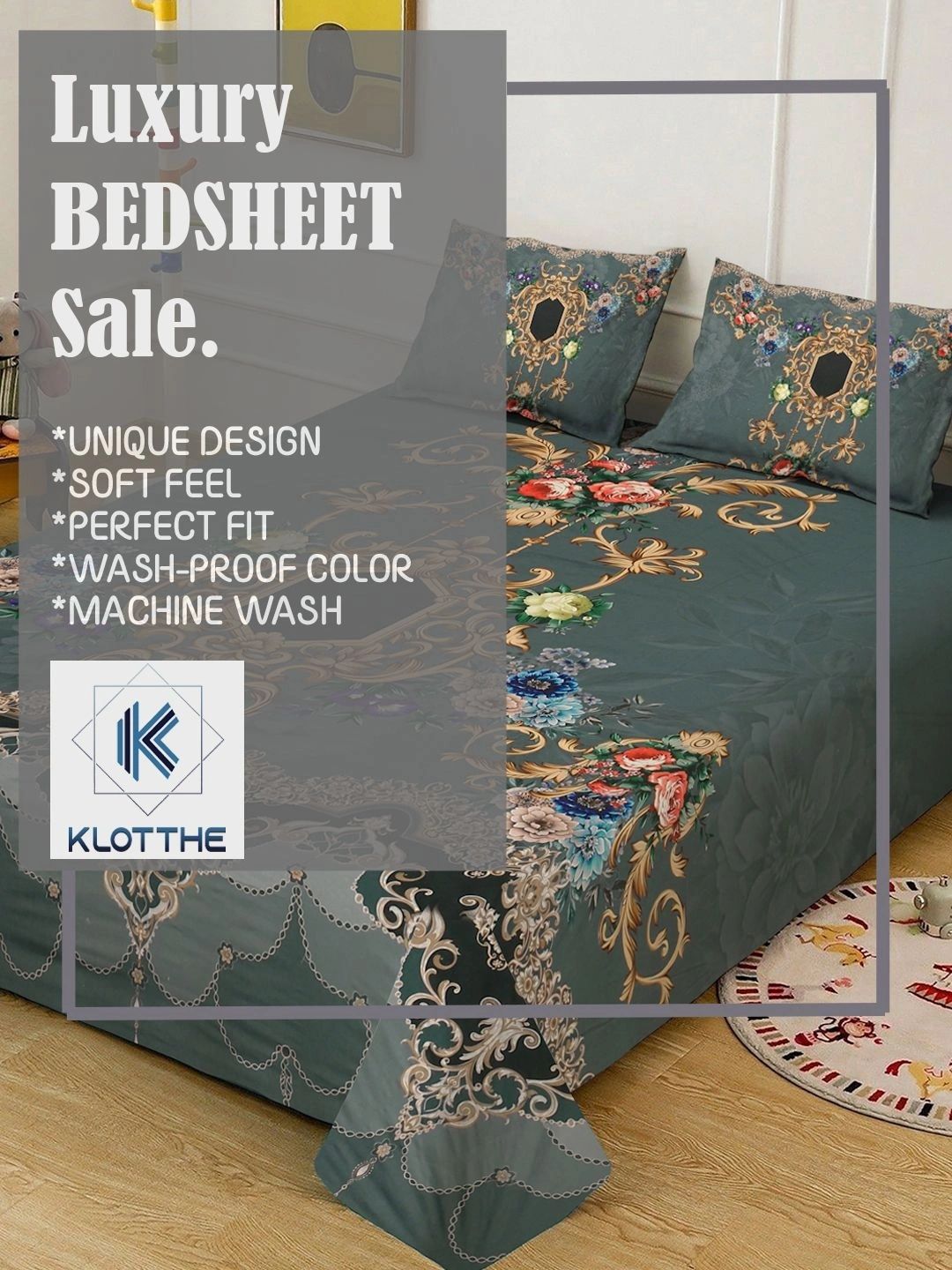 Moda Rapido X KLOTTHE Green & Gold-Toned Ethnic Motifs 400 TC King Bedsheet with 2 Pillow Covers