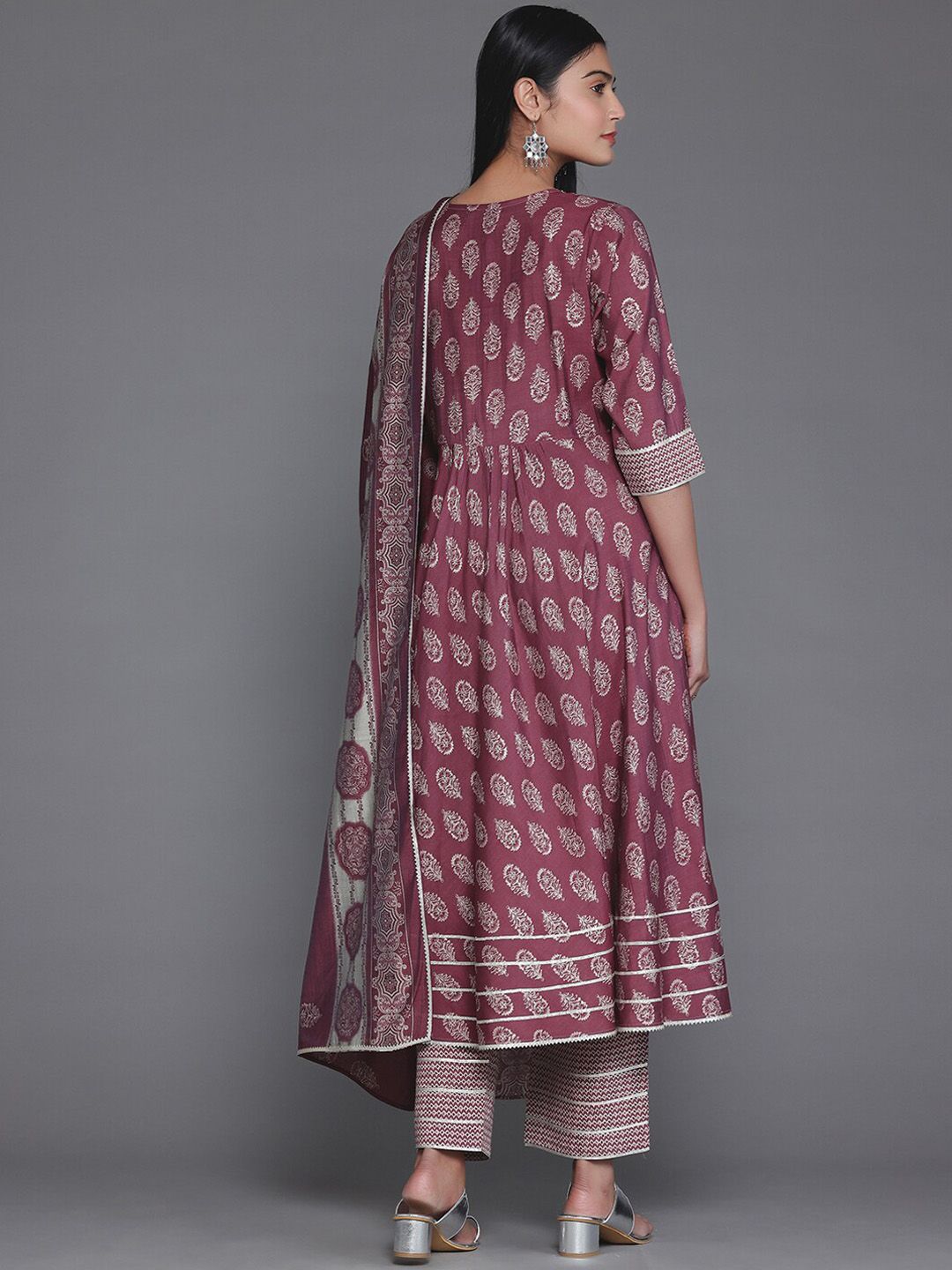 Libas Floral Printed Empire Gotta Patti Kurta with Palazzos & With Dupatta