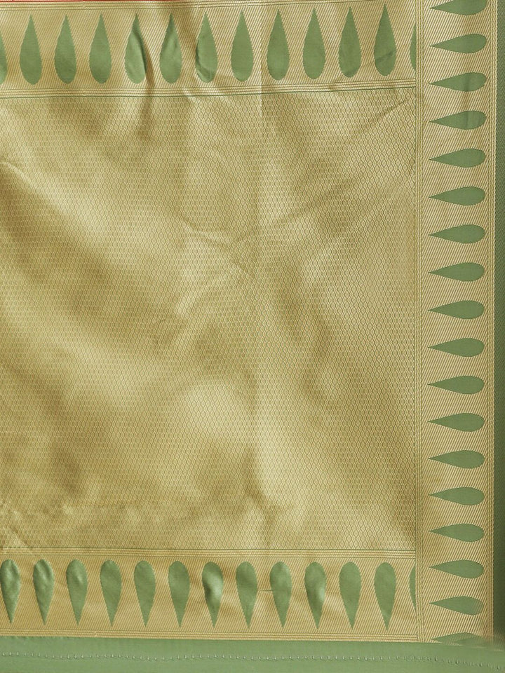 Saree mall Red & Green Woven Design Silk Blend Sarees