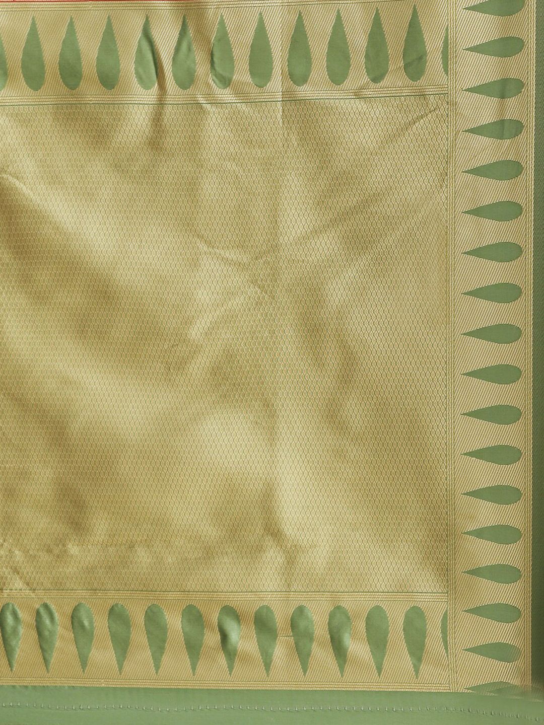Saree mall Red & Green Woven Design Silk Blend Sarees