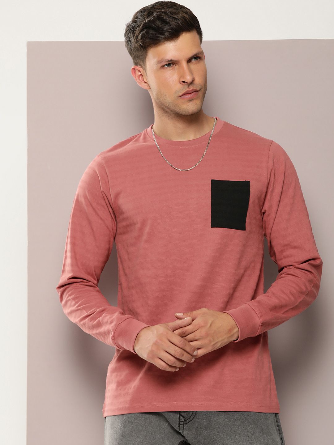 DILLINGER Men Striped Pure Cotton Pockets T-shirt
