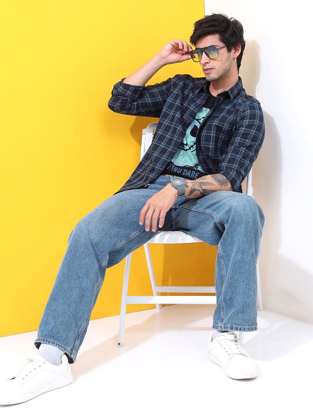 HIGHLANDER Slim Fit Checked Casual Shirt
