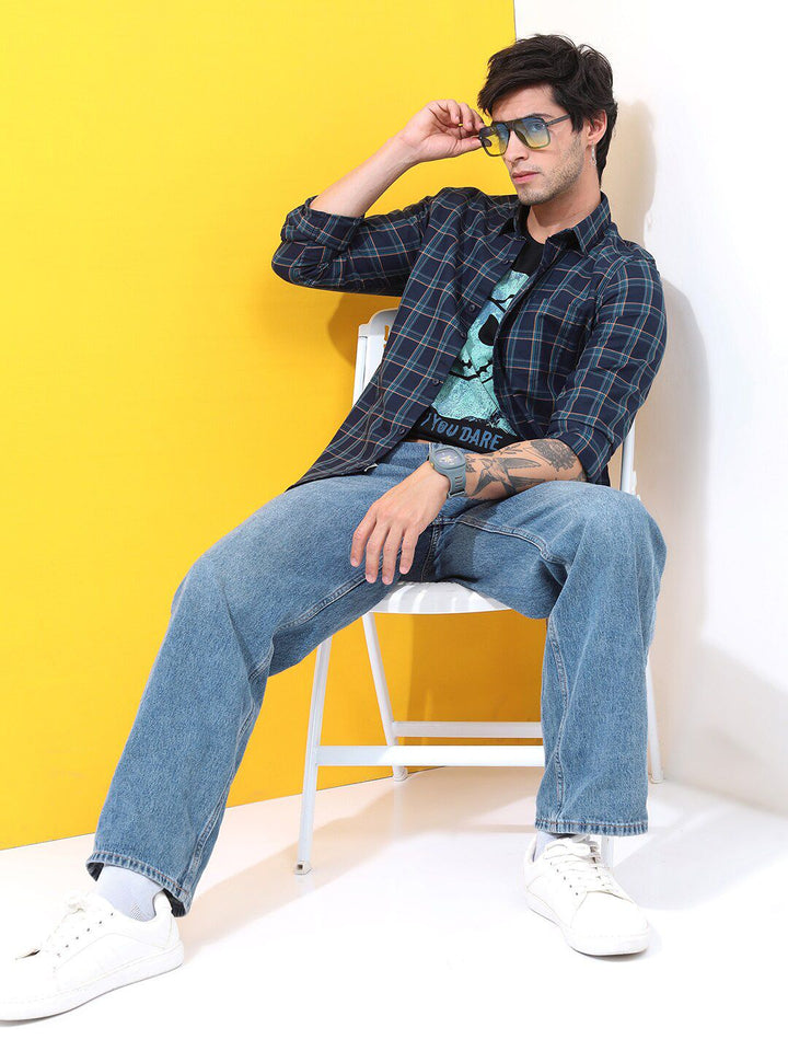 HIGHLANDER Slim Fit Checked Casual Shirt