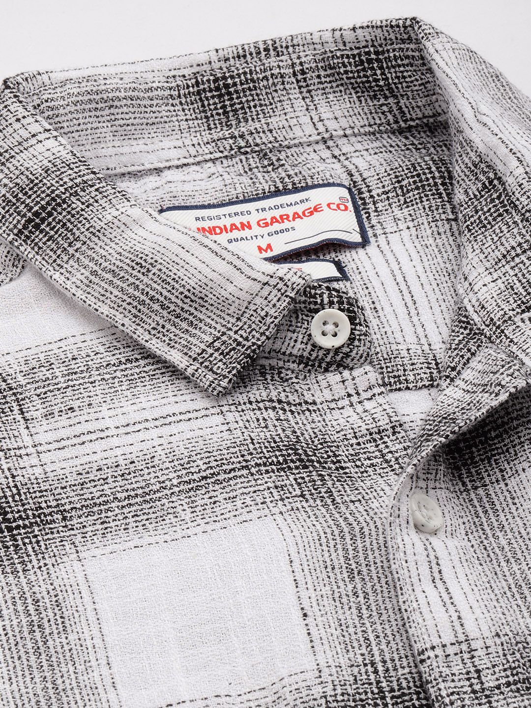 The Indian Garage Co Men Black Slim Fit Checked Double Flap Casual Shirt