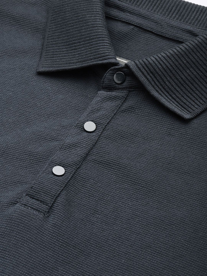 DILLINGER Men Polo Collar Honeycomb Structure T-shirt