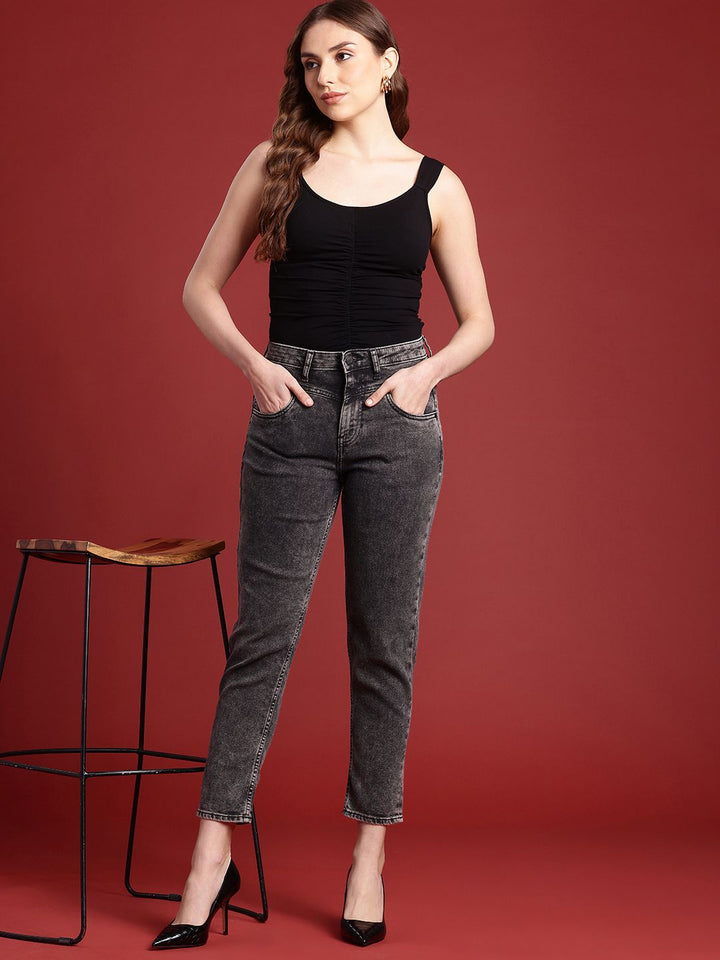 all about you Women Mom Fit High-Rise Heavy Fade Stretchable Jeans