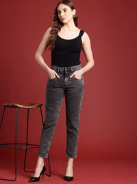 all about you Women Mom Fit High-Rise Heavy Fade Stretchable Jeans
