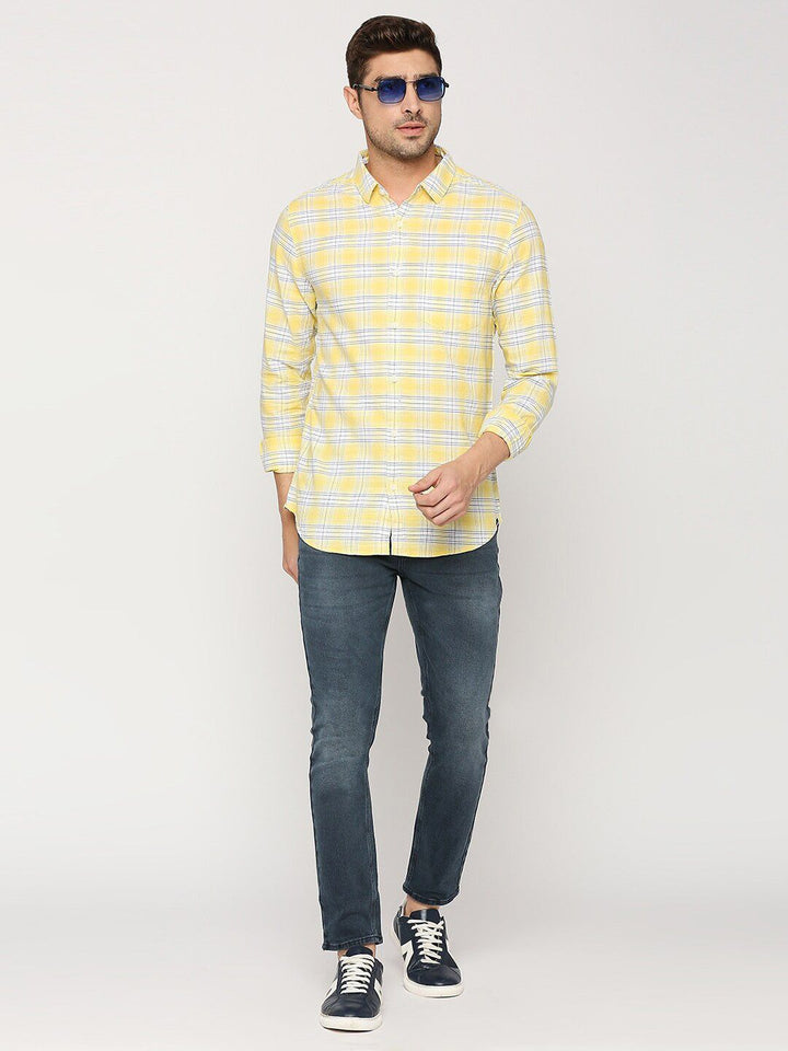 SPYKAR Slim Fit Tartan Checks Opaque Checked Cotton Casual Shirt