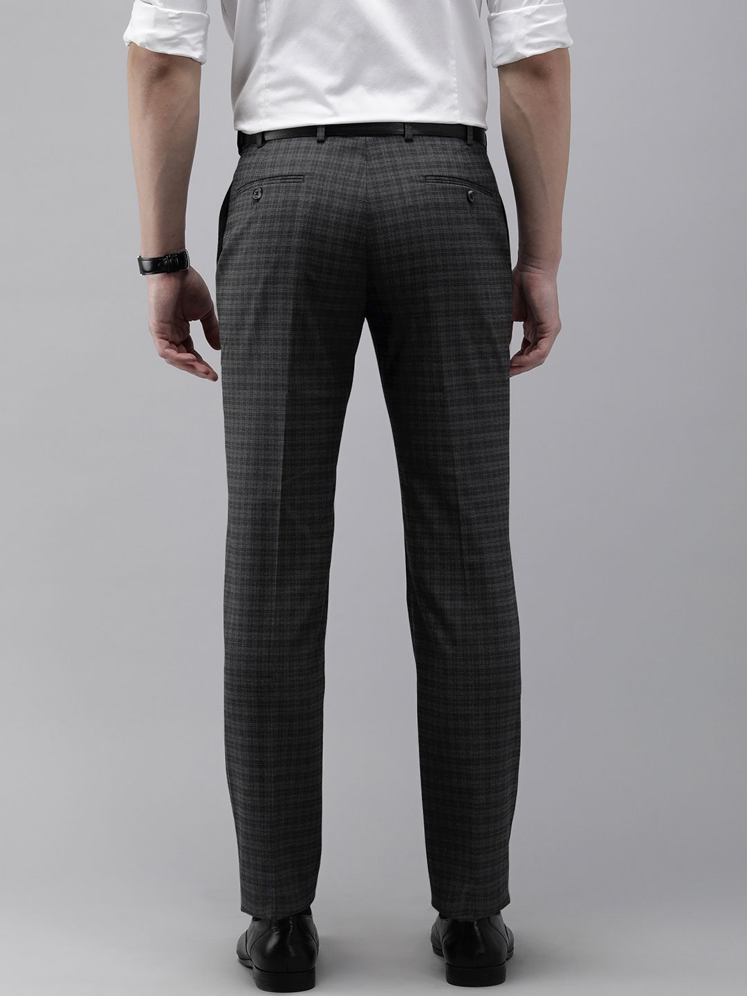 Park Avenue Men Checked Smart Fit Mid-Rise Formal Trousers