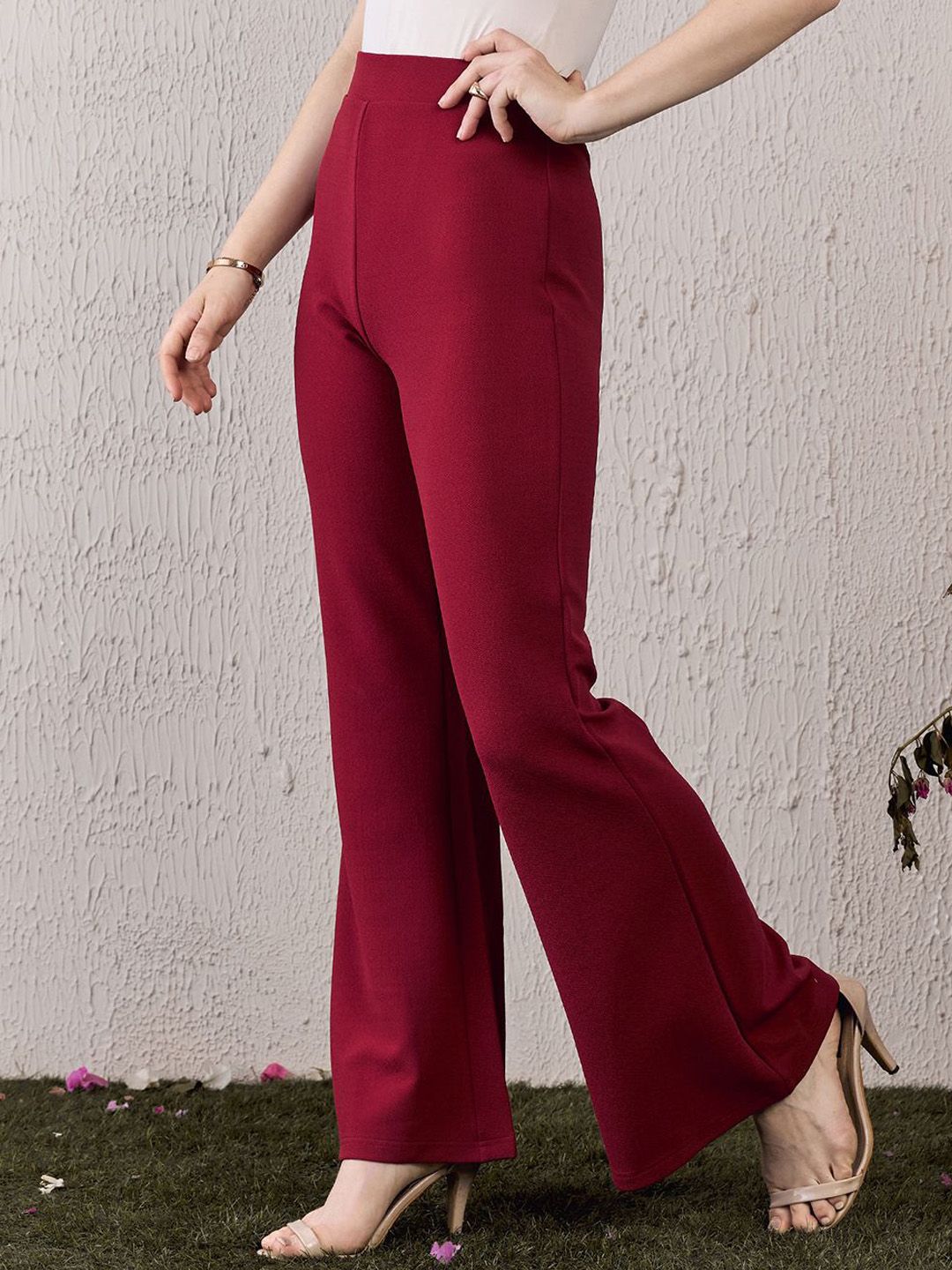 Berrylush Women High-Rise Bootcut Trousers