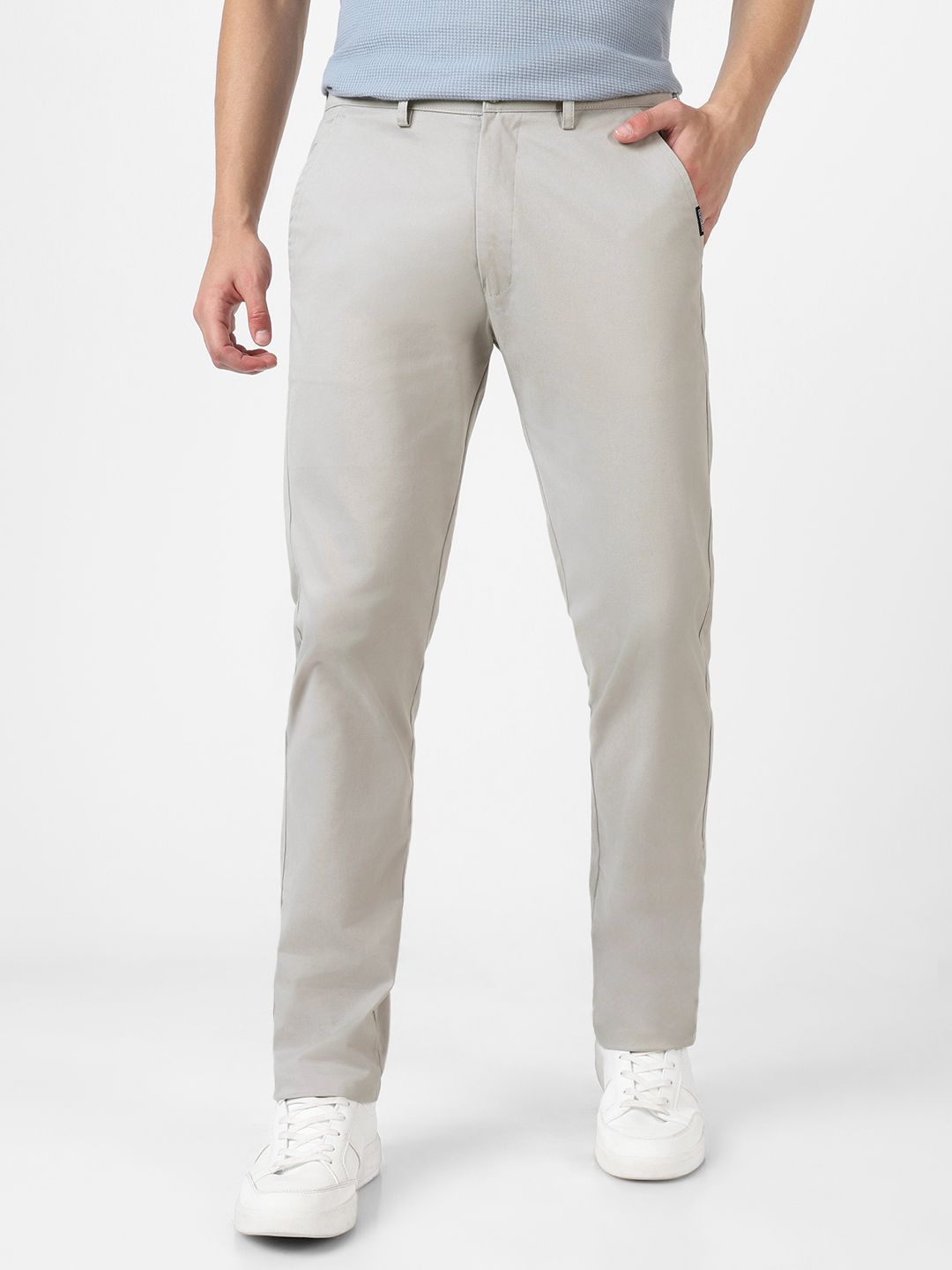 Urbano Fashion Men Grey Slim Fit Solid Chinos