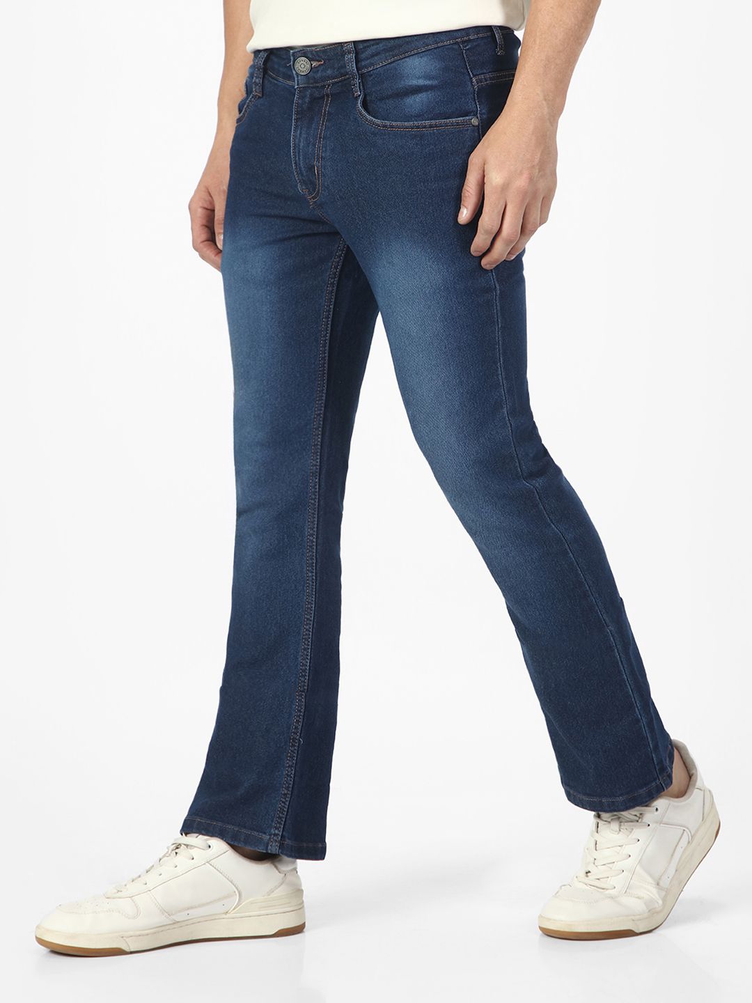 Urbano Fashion Men Bootcut Light Fade Clean Look Stretchable Jeans