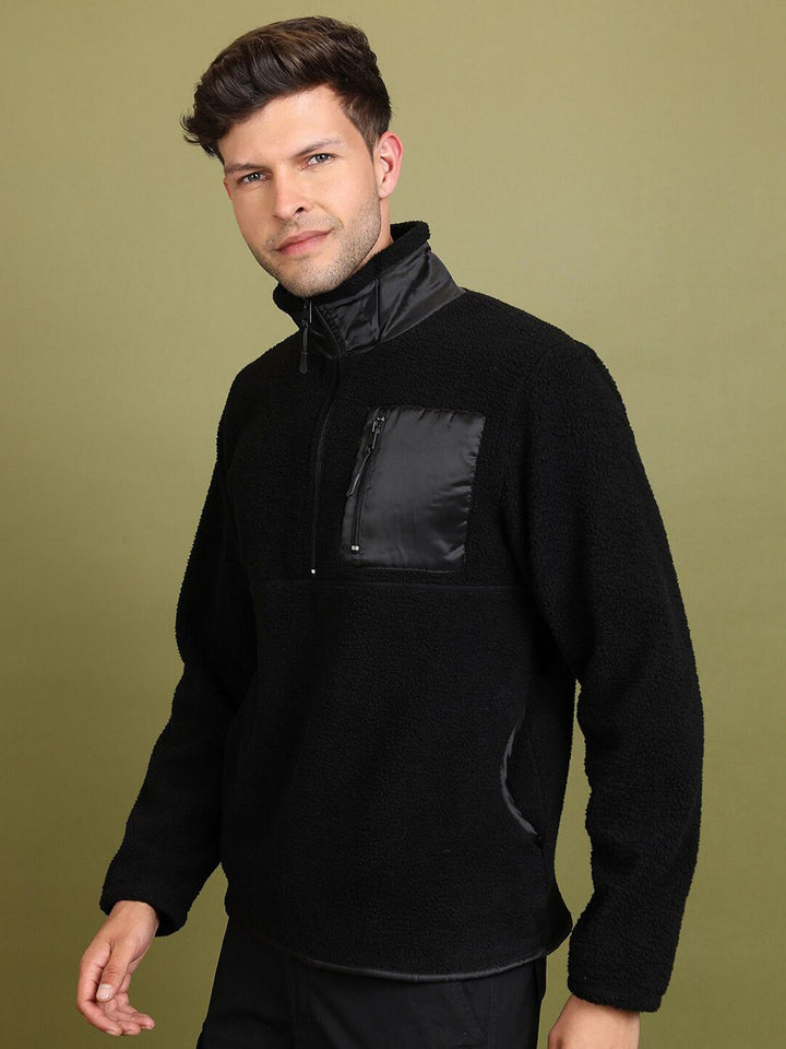 HIGHLANDER Black Mock Collar Pullover Sweatshirt