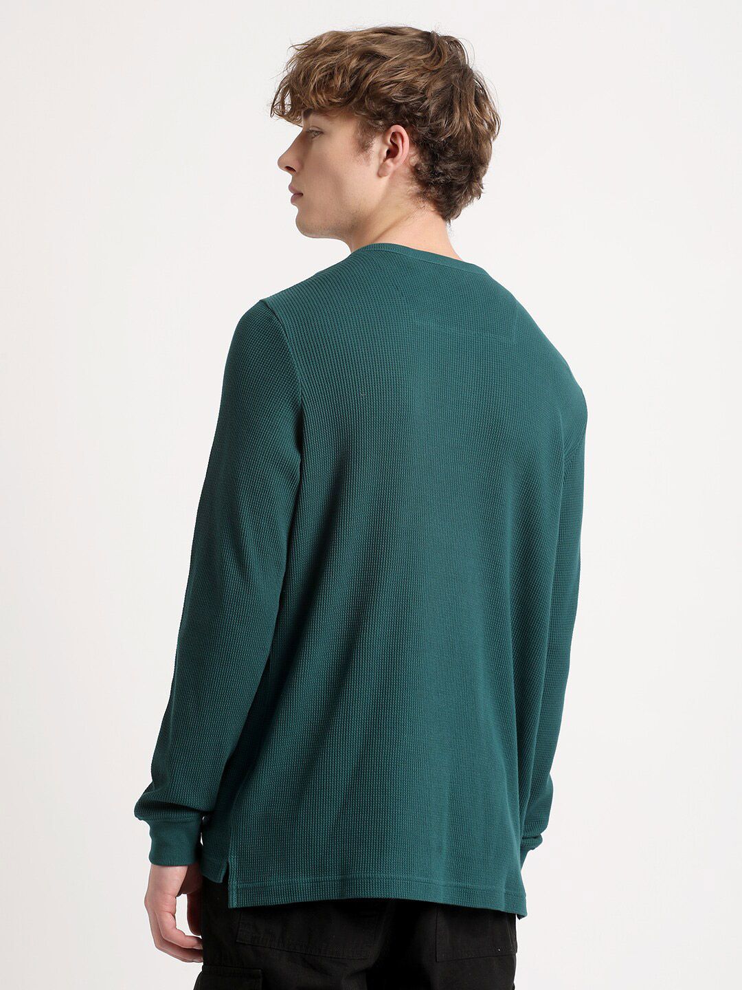 THE BEAR HOUSE Henley Neck Pure Cotton Slim Fit T-shirt