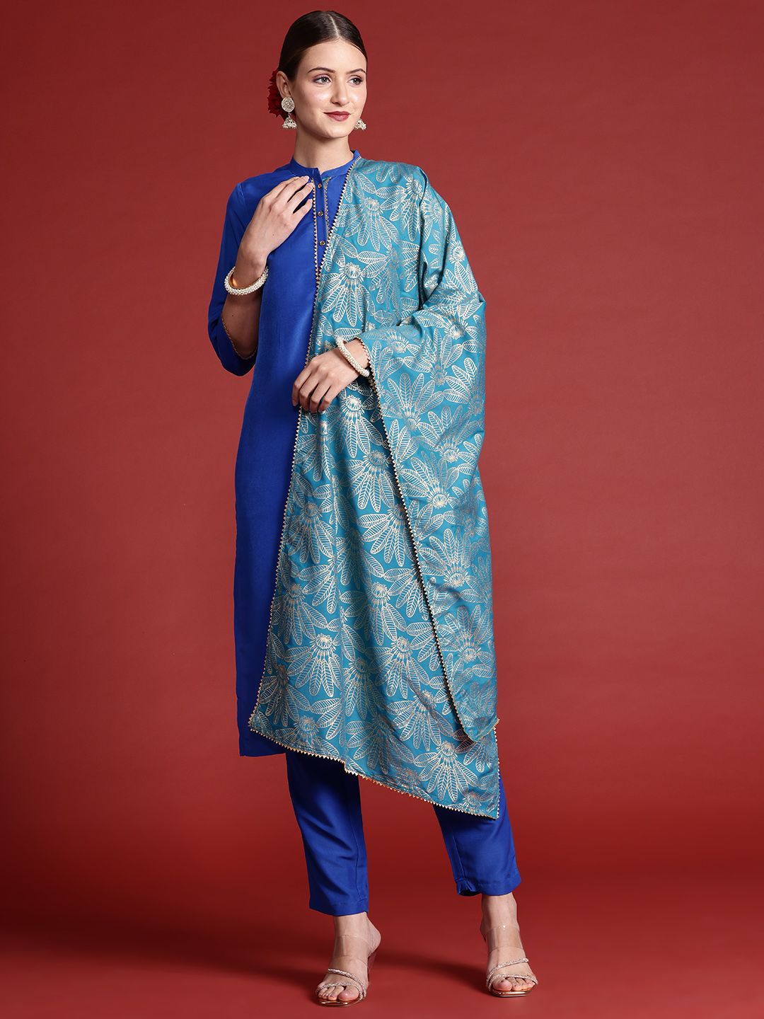Anouk Gotta Patti Kurta with Trousers & Printed Dupatta