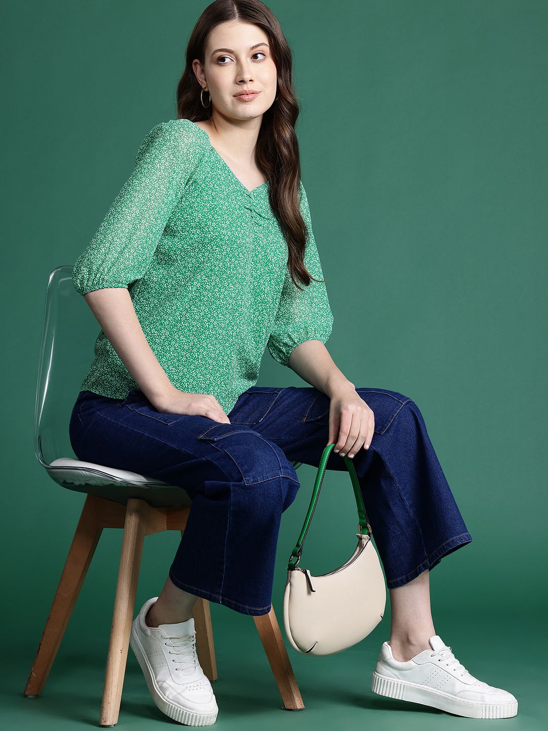 DressBerry Floral Print Puff Sleeve Top