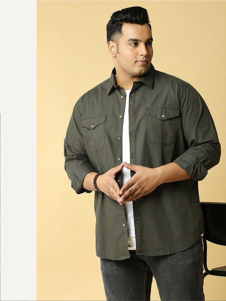 Thomas Scott Plus Size Cotton Premium Slim Fit Opaque Casual Shirt