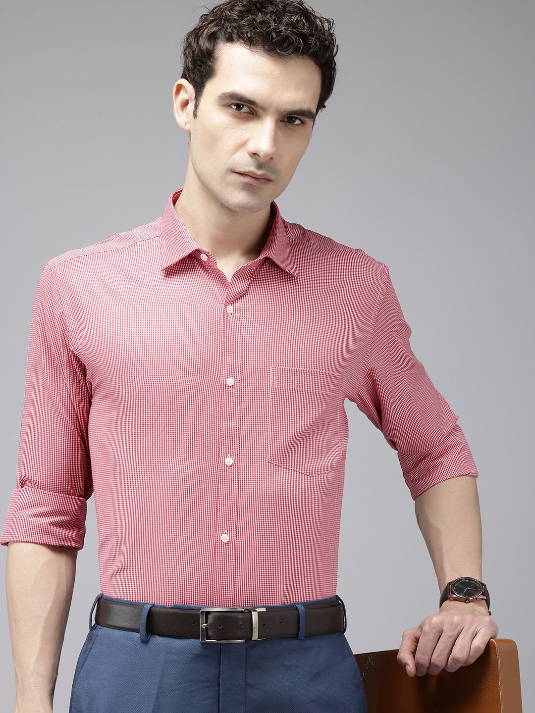 Park Avenue Slim Fit Micro Checked Formal Shirt