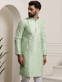 SOJANYA Self Design Thread Work Mandarin Collar Kurta