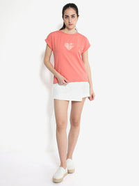RAREISM Graphic Printed Round Neck Extended Sleeves Cotton T-shirt