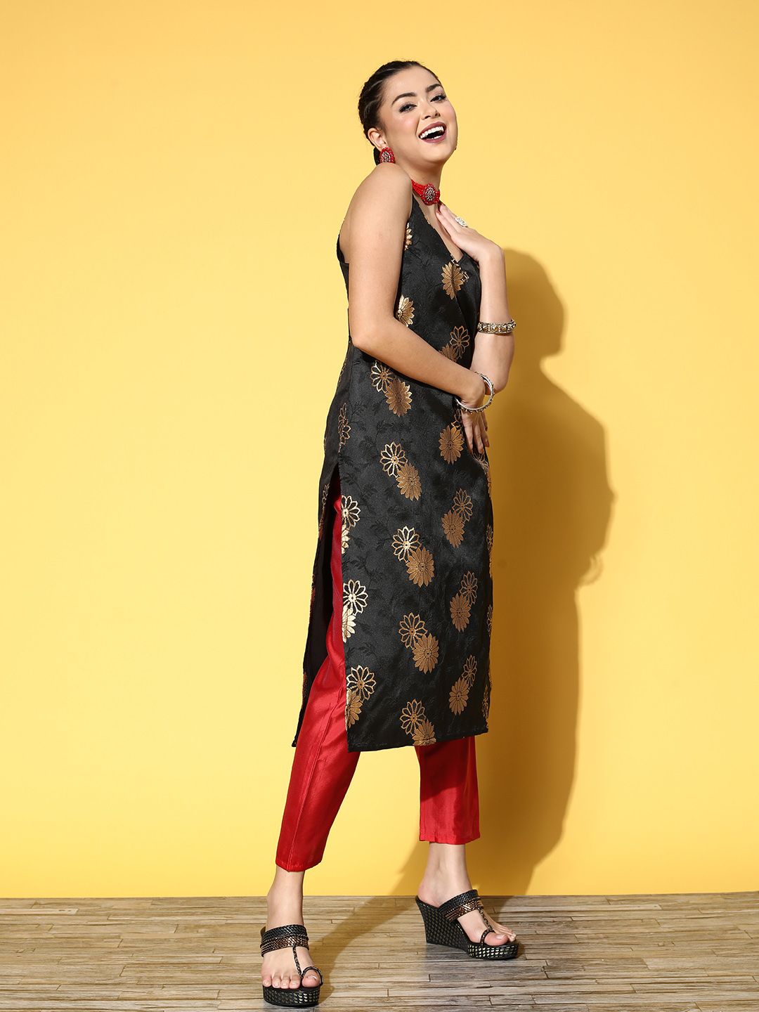 Varanga Women Ethnic Motifs Art Silk Brocade Kurta Set