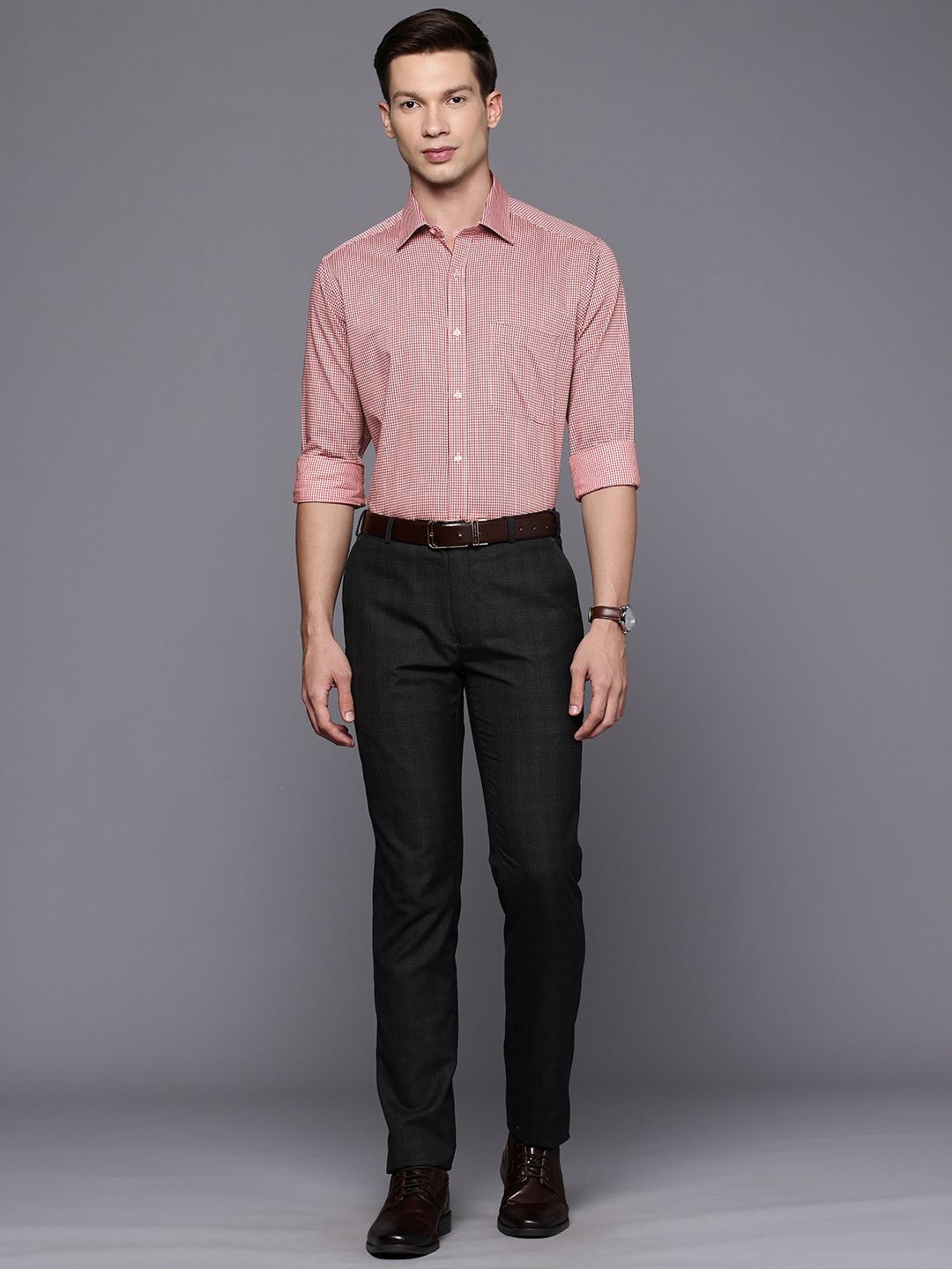 Raymond Pure Cotton Slim Fit Checked Formal Shirt