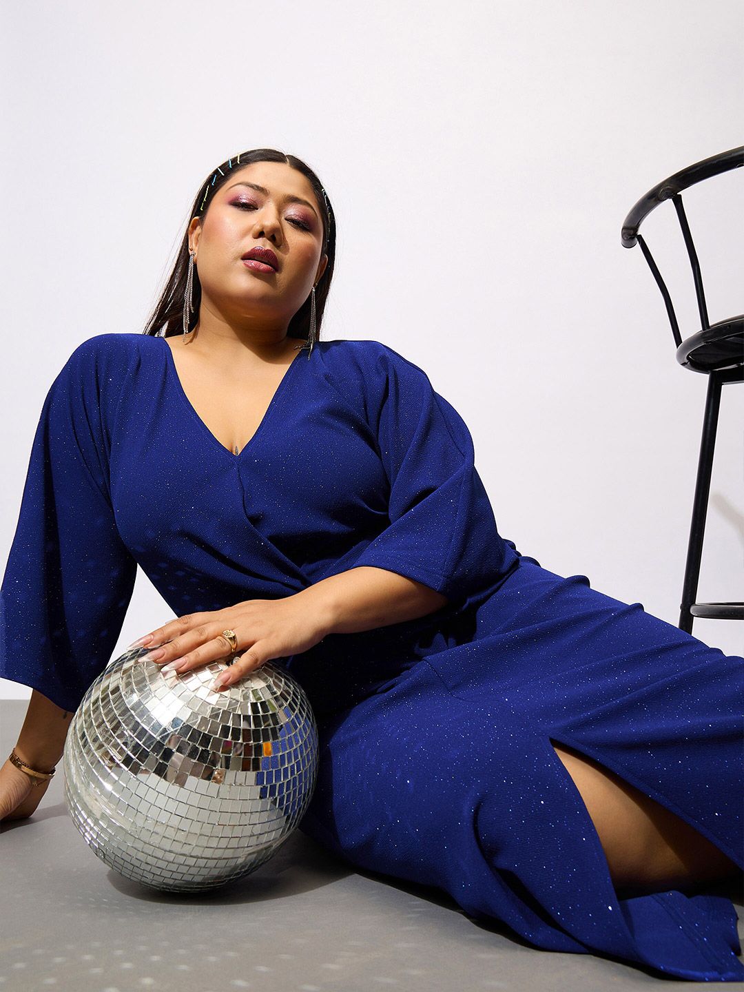 SASSAFRAS Curve Plus Size Mock Knot Bodycon Midi Dress