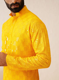 SOJANYA Ethnic Motifs Embroidered Regular Sequinned Pure Cotton Kurta with Churidar