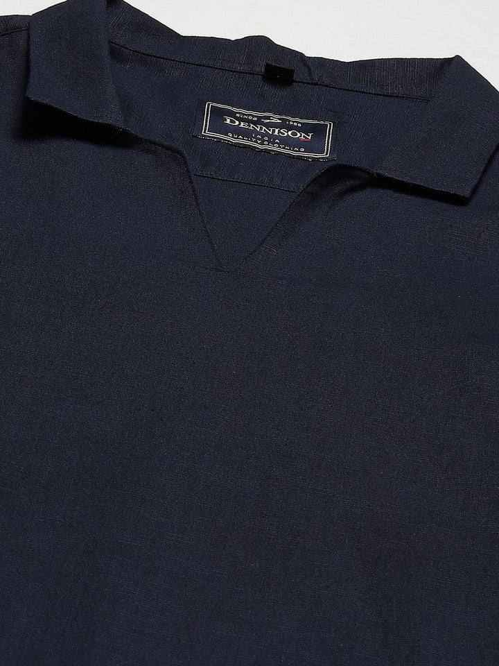 Dennison Men Navy Blue Comfort Fit kurta