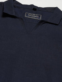 Dennison Men Navy Blue Comfort Fit kurta