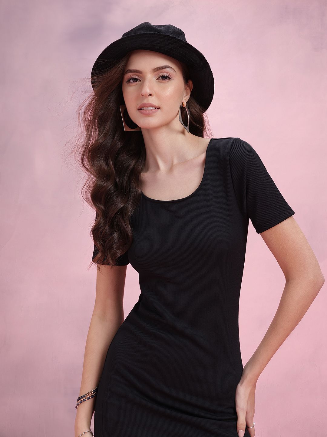 DressBerry Textured Ribbed Bodycon Dress