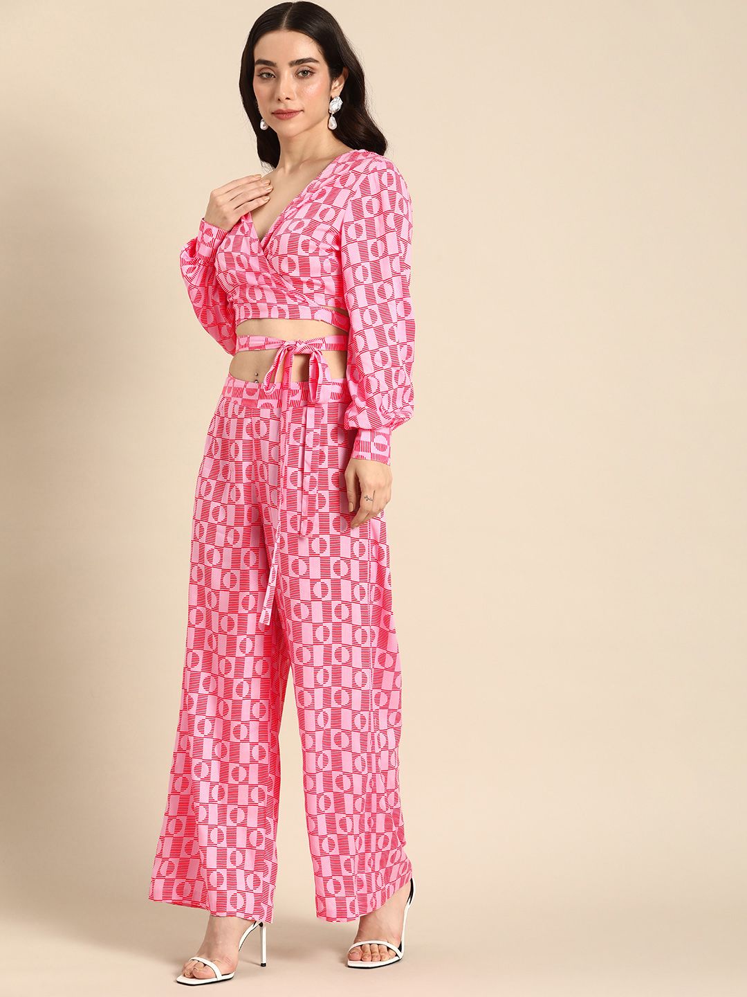 Anouk Printed Wrap Top with Palazzos
