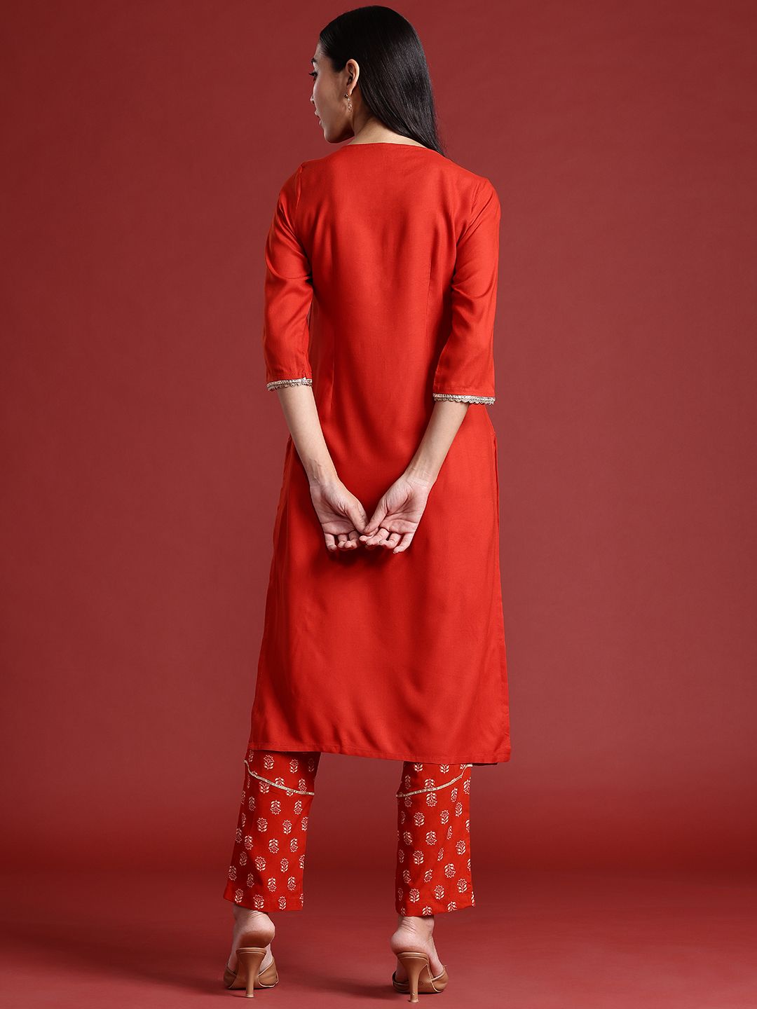 Anouk Yoke Design Gotta Patti Straight Kurta with Trousers