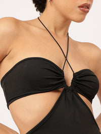 DressBerry Nostalgic Nights Cut-Out Halter Neck Maxi Dress