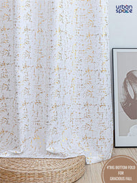 URBAN SPACE White & Gold-Toned Printed Black Out Door Curtain