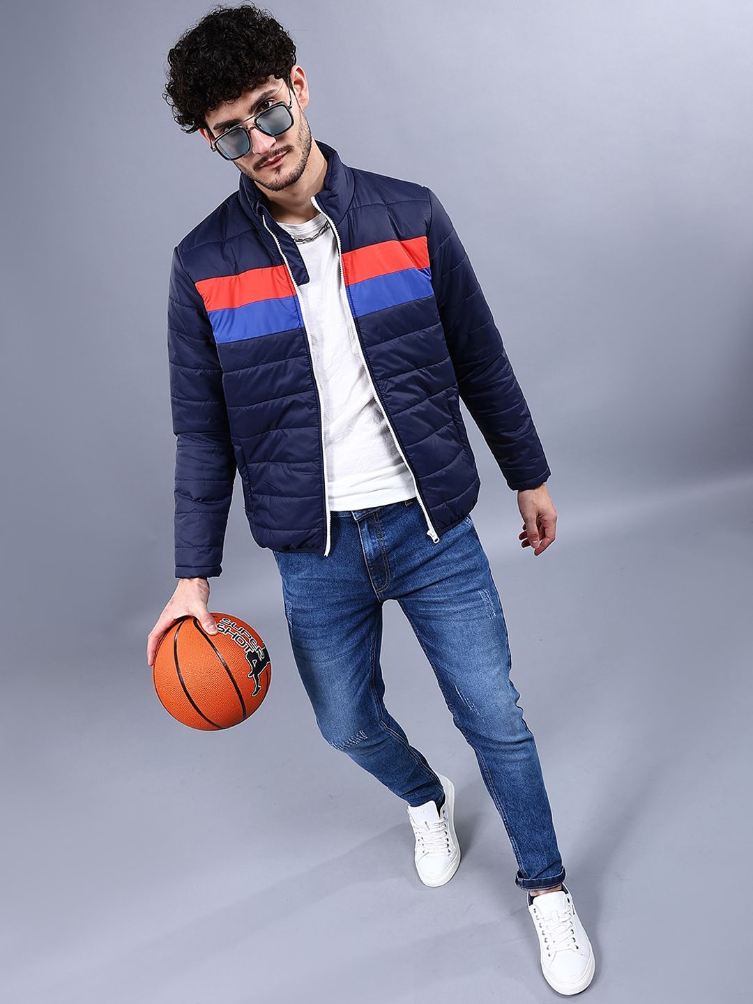 The Indian Garage Co Men Colourblock Regular Fit Puffer Jacket