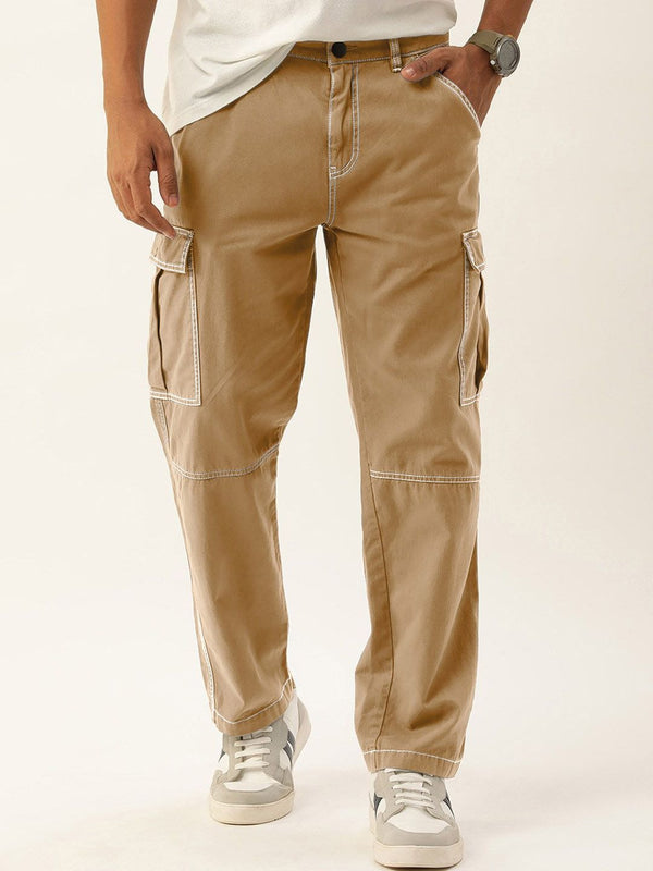 Bene Kleed Men Relaxed Fit Cargo Trousers with contrast stitch