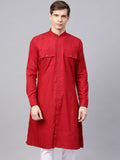 SOJANYA Men Maroon Solid Pathani Kurta