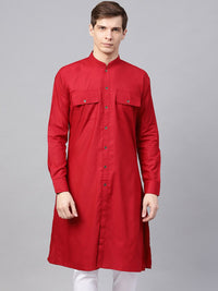 SOJANYA Men Maroon Solid Pathani Kurta